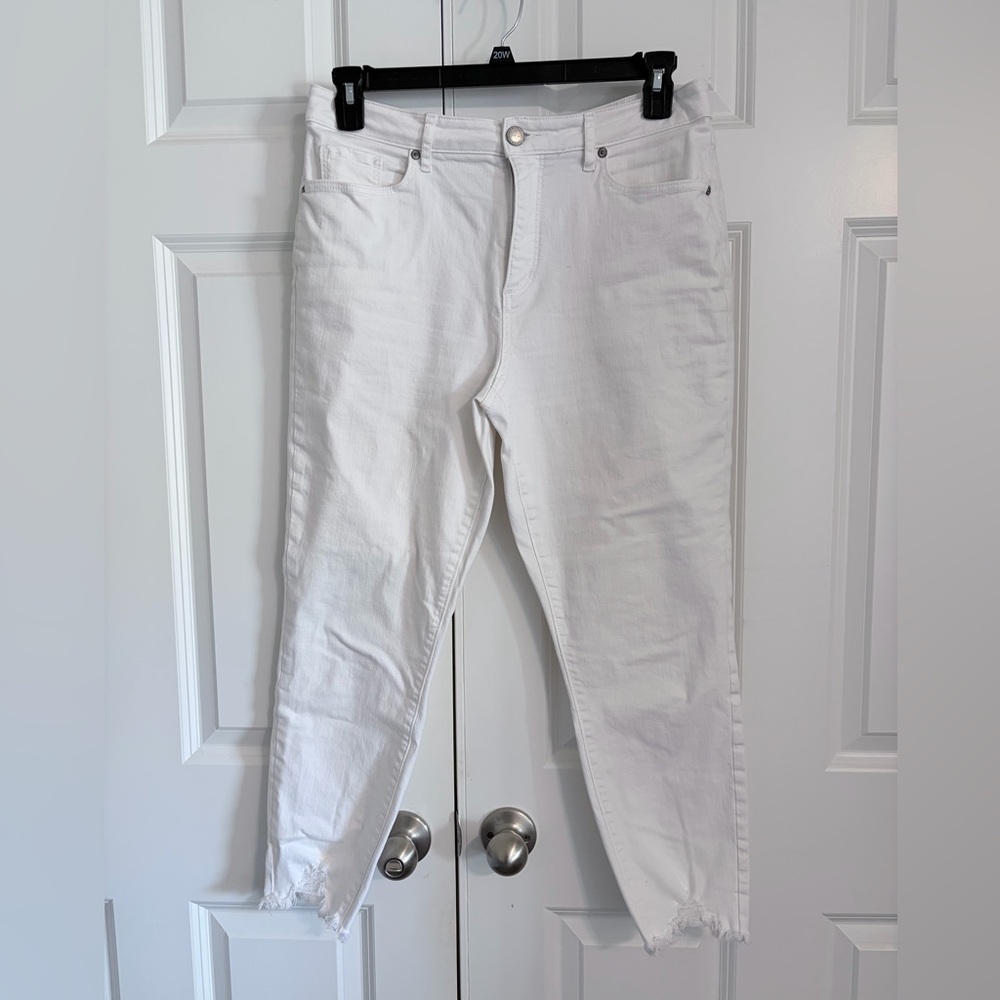 LOFT White High-Waisted Crop Jeans